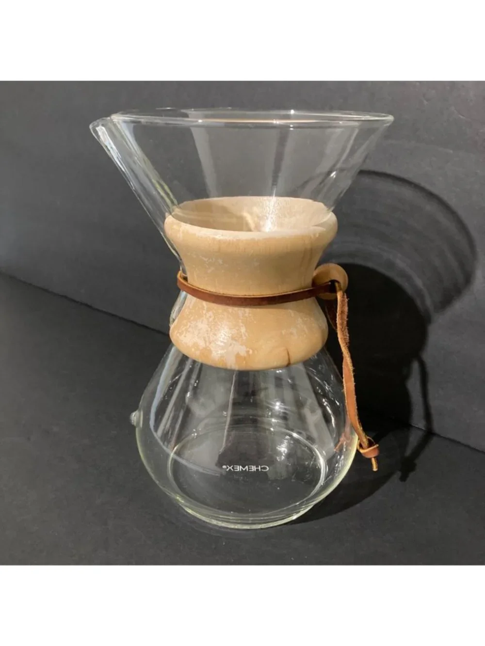 Vintage Chemex Pour Over Coffee Maker Glass And Wood